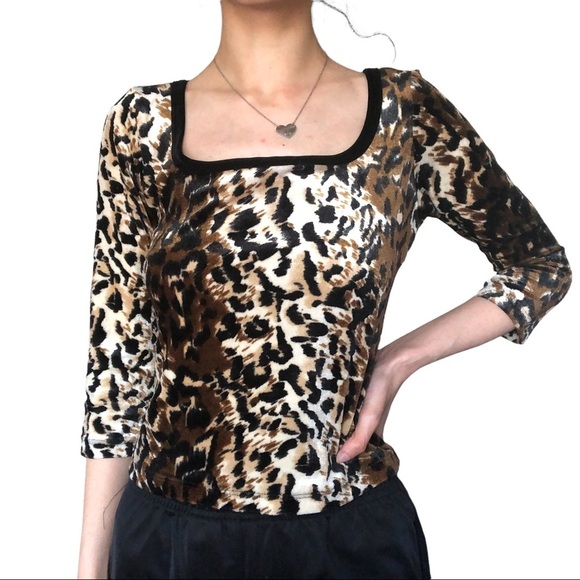 LUCCA U.S.A Vintage Leopard-Print Top - Picture 1 of 10